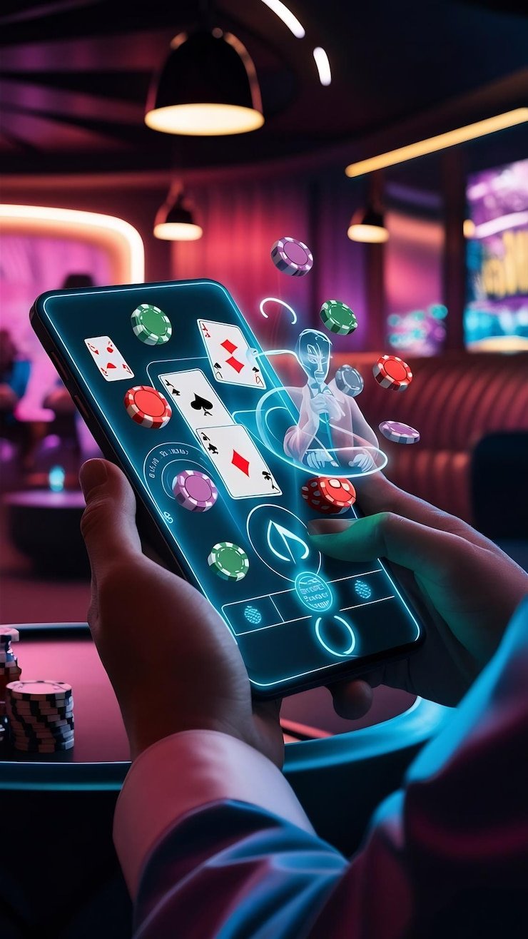 Antarmuka aplikasi km 777 di layar Android dengan menu utama dan opsi deposit